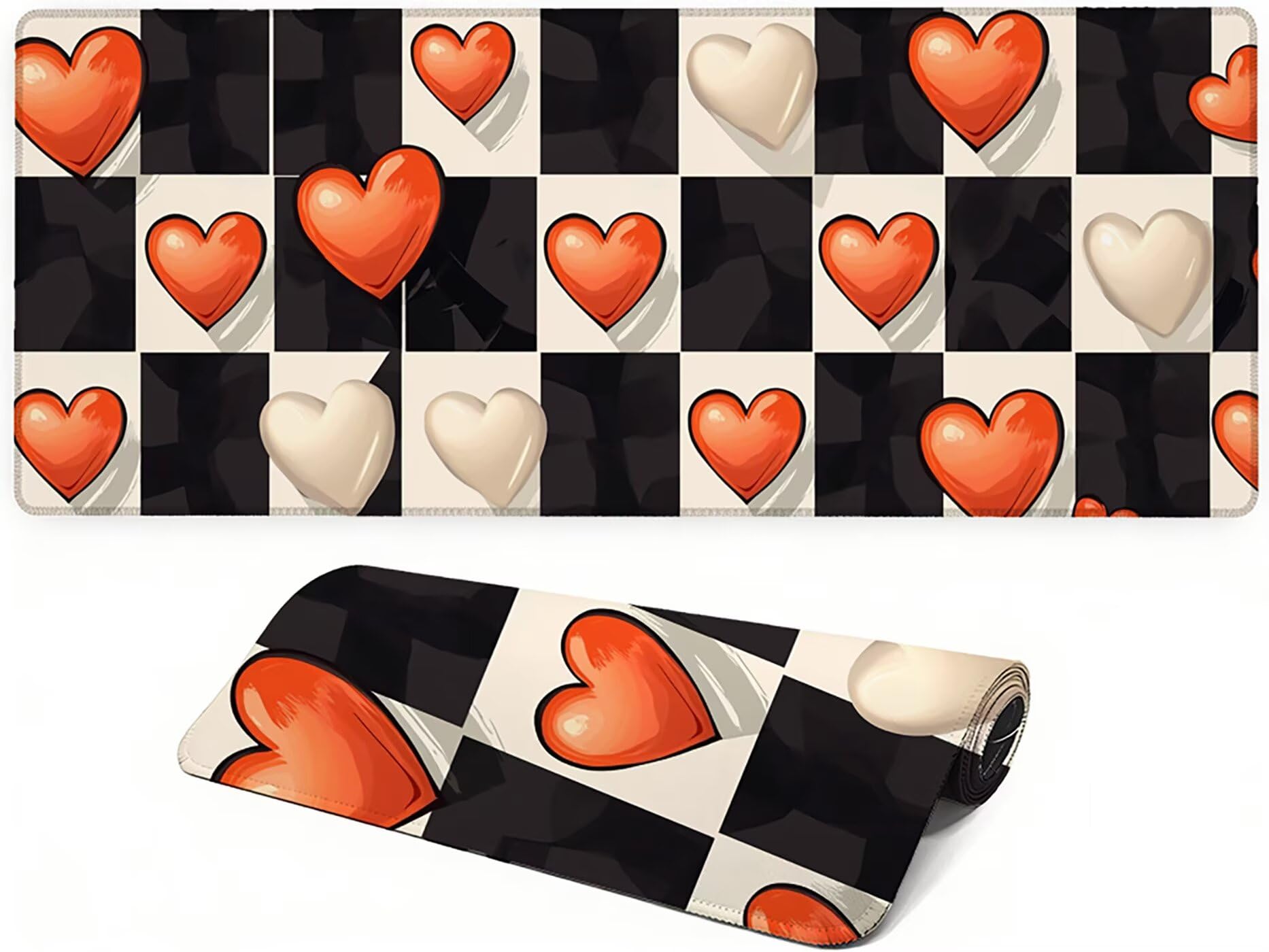 Lpfieonn Liebe Großes Schreibtischunterlage, XXL Schreibtischunterlagen, Schwarzweiß XXL Wasserdicht Gaming Mousepad mit Vernähter Rand und Rutschfeste Gummibasis, für Hause/Büro 120x60cm PF-1615