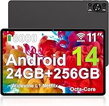 ZIOVO Tablet Android 14 Tablet 11 Pollici, 24GB RAM+256GB ROM (TF 1TB), 5G WFi Tablets, Supporto Widevine L1/Octa-Core 2.0 GHz/8000mAh/Corpo Metallico/13+5MP/BT5.0, Tablets con Custodia - Nero
