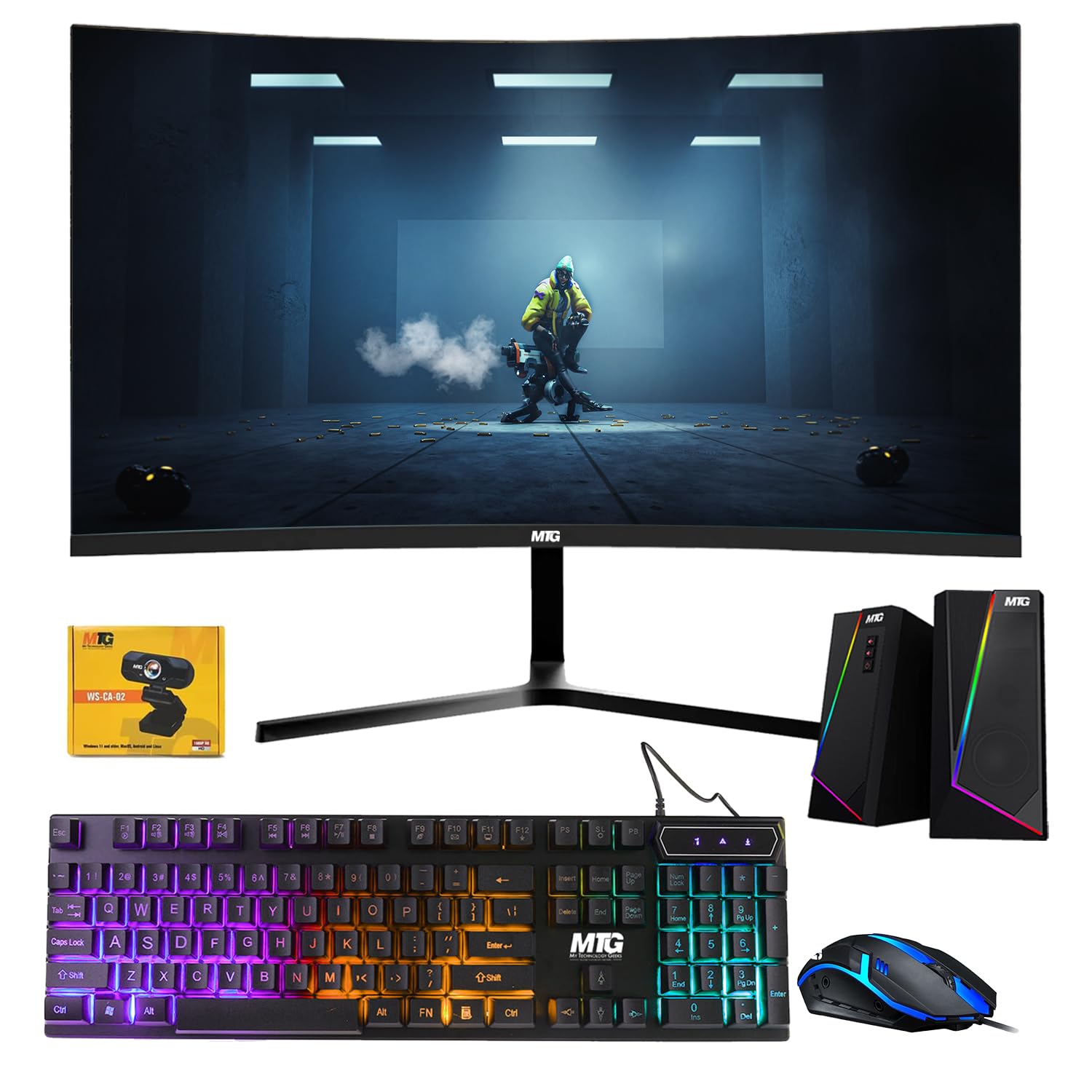 TechMagnet All in one Desktop Computer,Cheetah 4,Intel Core i5 4th Gen,8GB DDR3,120GB SSD,New 24 inch Curved Display,MTG RGB Keyboard Mouse,RGB