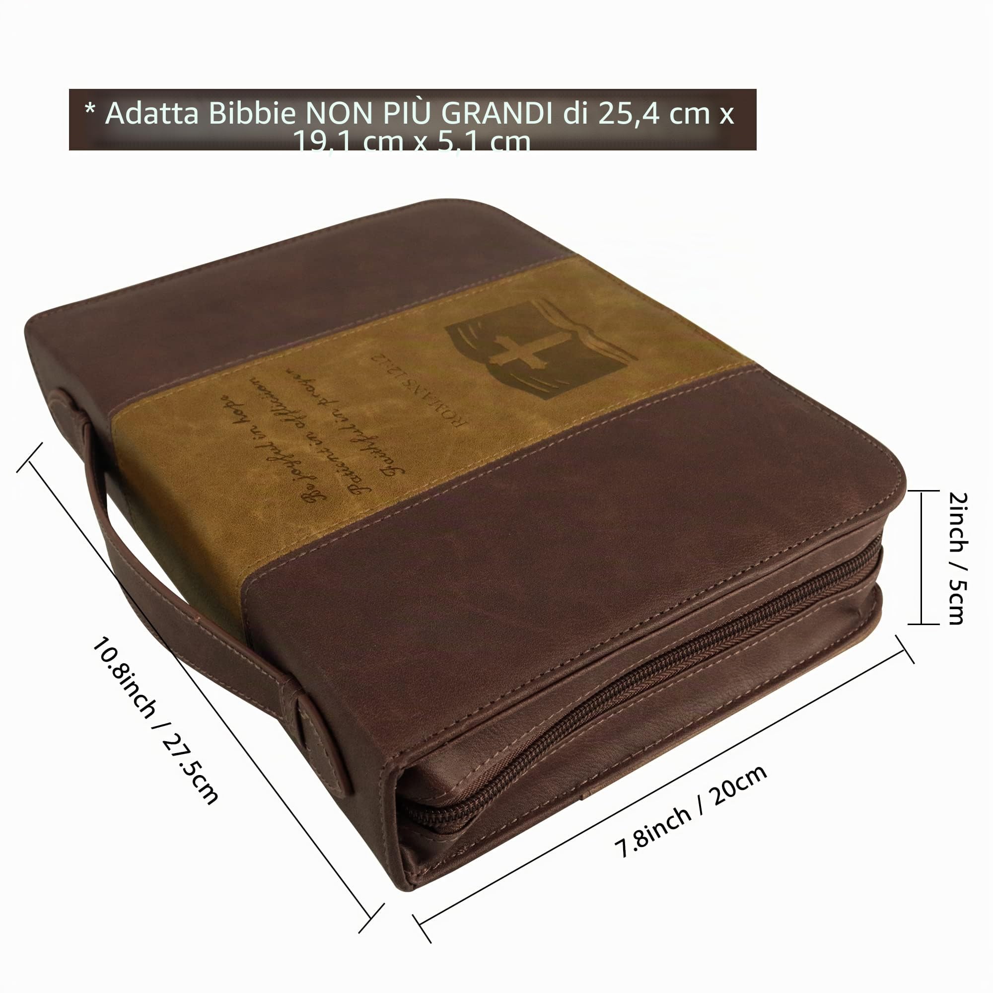 GraduatePro Copertina per Bibbia in Pelle PU Borsa Portatile Scatole con Maniglia Borsetta Leggera Marrone