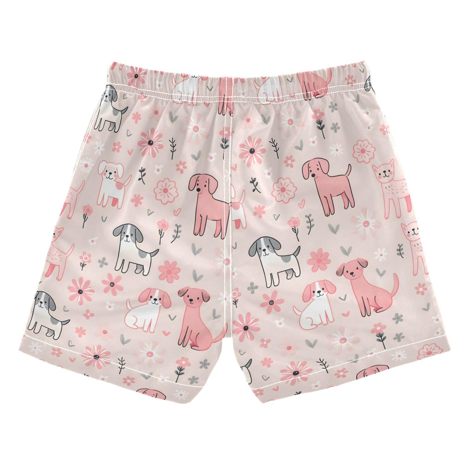 ALAZA Puppy Dog Flower Boys' Swim Trunks Beach Shorts Quick Dry Swimsuit 2T