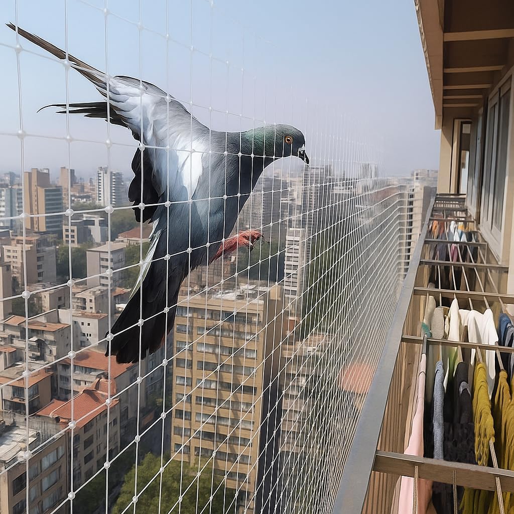 Anti Bird Protection Net, White UV-Stabilized HDPE Multi-Filament Mesh with Installation Kit, Tying Ropes (White, 10X10 FEET)-image-20