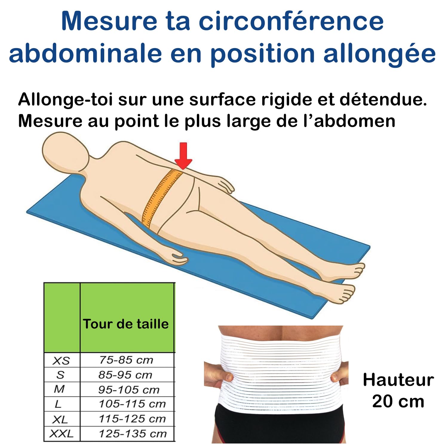 BODYPERFECT Bandeau abdominal Post-opératoire Unisexe Correcteur Post-opérationnel Fermeture réglable L BLANC