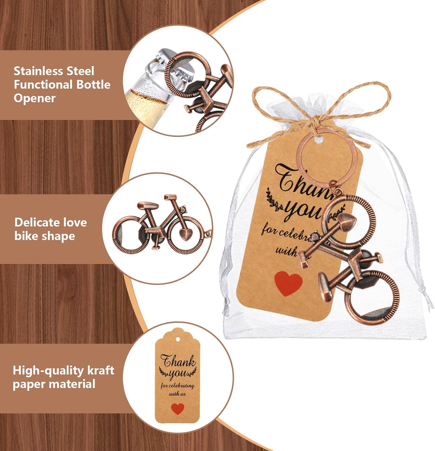 24Pack Bike Bottle Opener Keychain Cyclist Gifts for Men Cycling Bottle Opener Guests Souvenirs for Birthday Fathers Day Bike Party Favor Decor