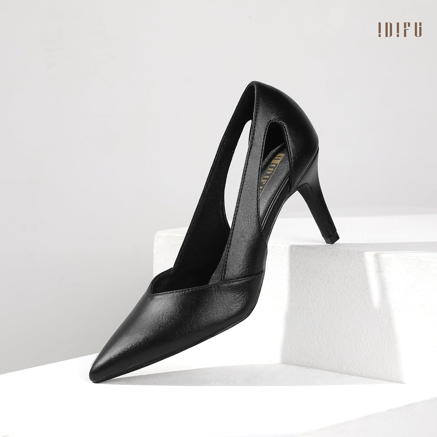 IDIFU IN3 High Closed Toe Heels Women's Pumps Stiletto Pointed Toe Dress Shoes for Women Comfortable Cut Out Wedding Bride Bridesmaid Guest Prom Work Office Dressy Trendy Fashion Classic Pumps Shoes - Image 6