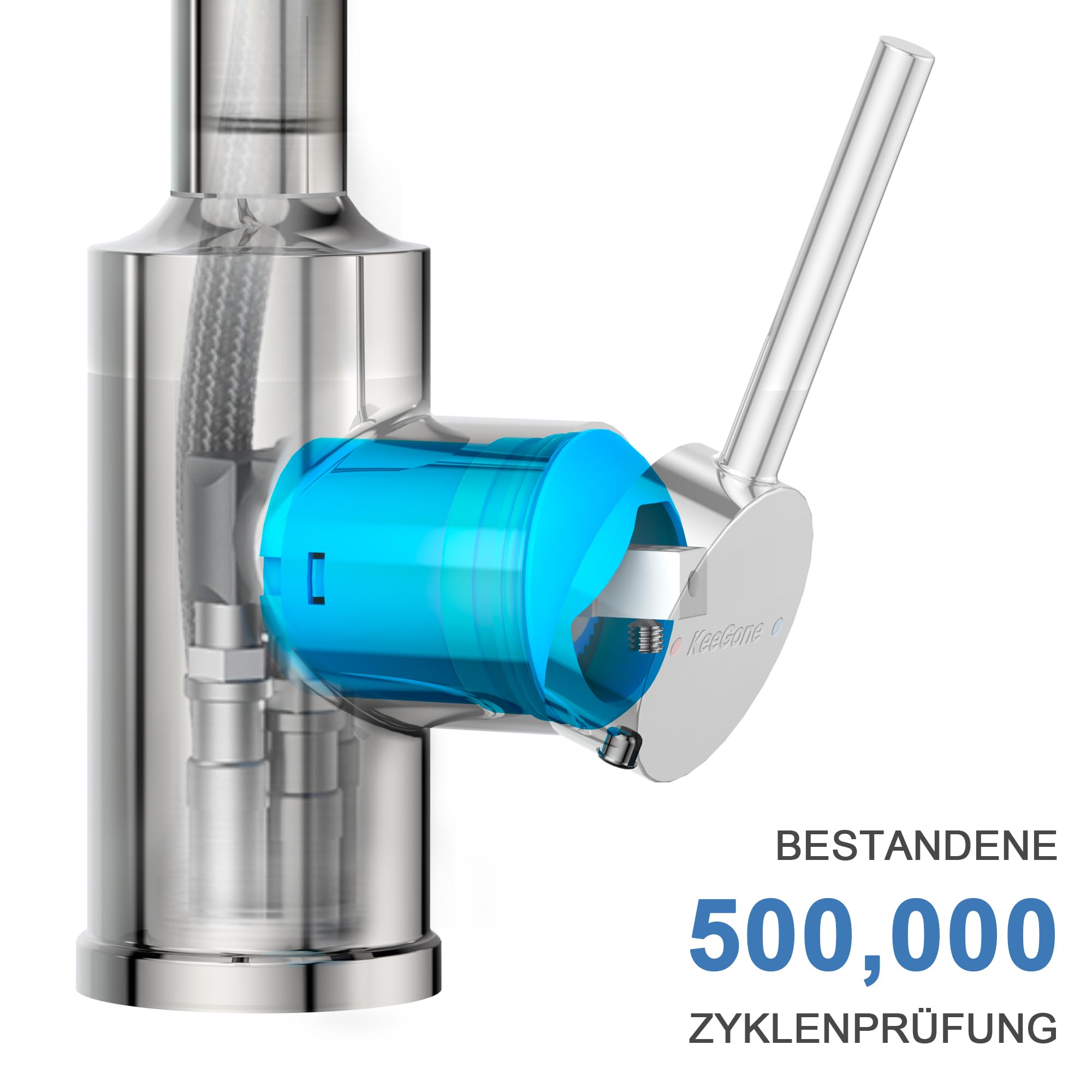 Wasserhahn Bad Hoch, 360° drehbare Waschbeckenarmatur mit Keramikkartusche, Edelstahl Waschtischarmatur Hoch mit Warm/Kaltwasser Mischbatterie Einfache Montage für Badezimmer/Gäste-WC Chrom