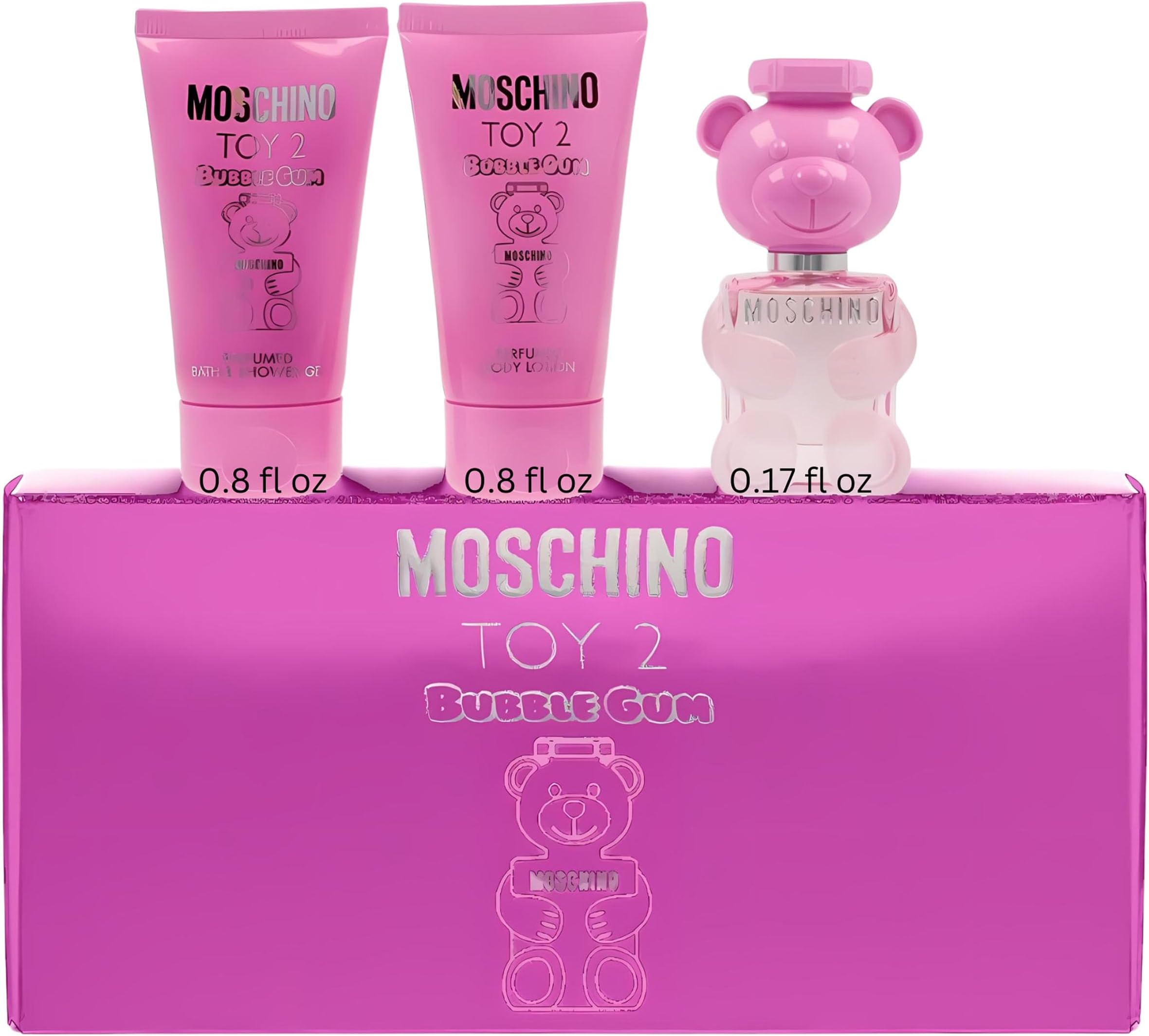 Toy 2 Bubble Gum 3-Piece Set for Women, (0.17 Oz Eau De Toilette Splash + 0.8 Oz Bath Shower Gel + 0.8 Oz Body Lotion)