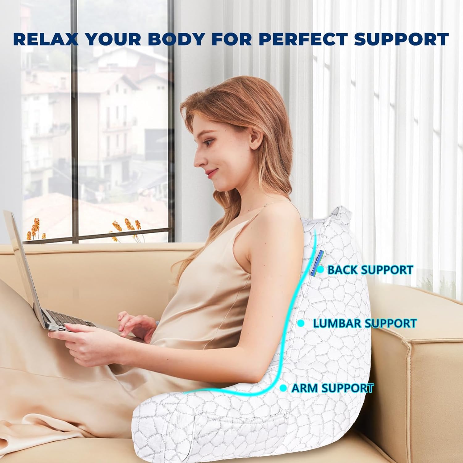 Cooling Reading Pillow with Arms and Pockets