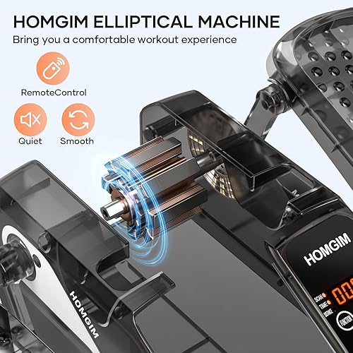Miniatura 3 de HOMGIM Máquina elíptica para debajo del escritorio, ejercitador de piernas motorizado silencioso con control remoto inteligente, programas manuales