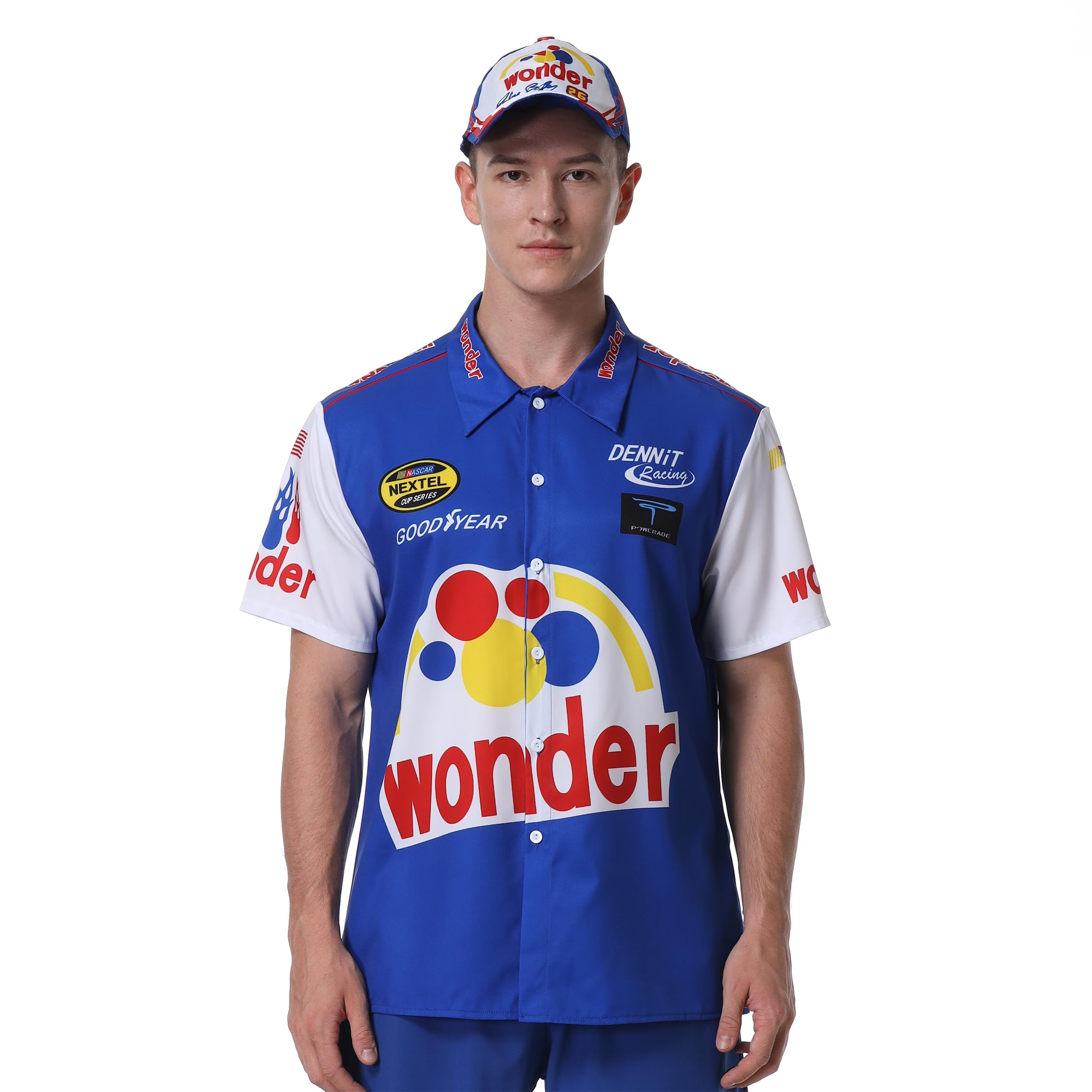 Heionia Ricky Bobby Shirt Talledega Nights Cosplay Costume Outfit with Hat for Men Adult Halloween