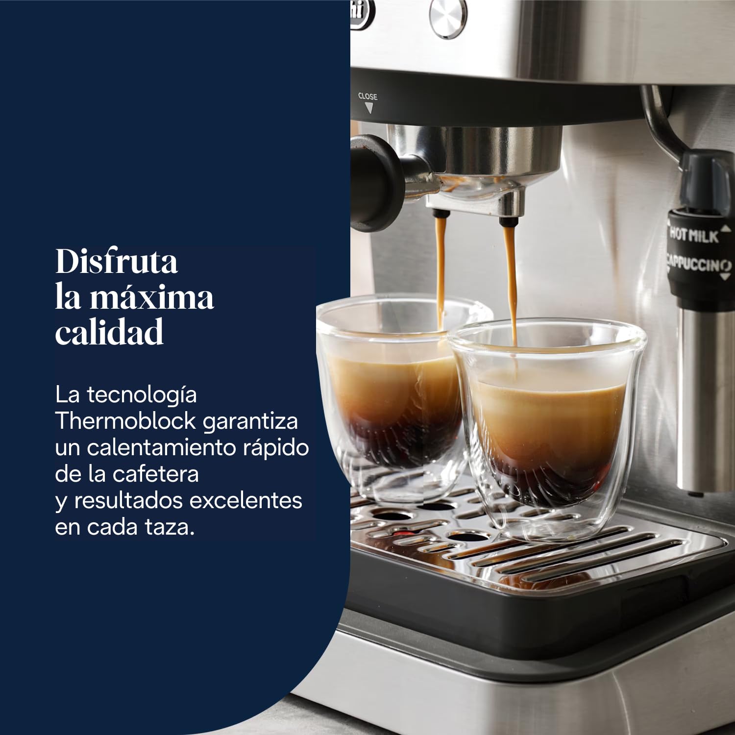 De'Longhi Classic EM450.M, Máquina Café Manual con Varilla Vapor, Máquina Espresso con Bomba Barista, Boquilla para Capuchino, Filtro Doble Pared, 15bar, Taza Hasta 13cm, Acero Inoxidable/Metal — view 4