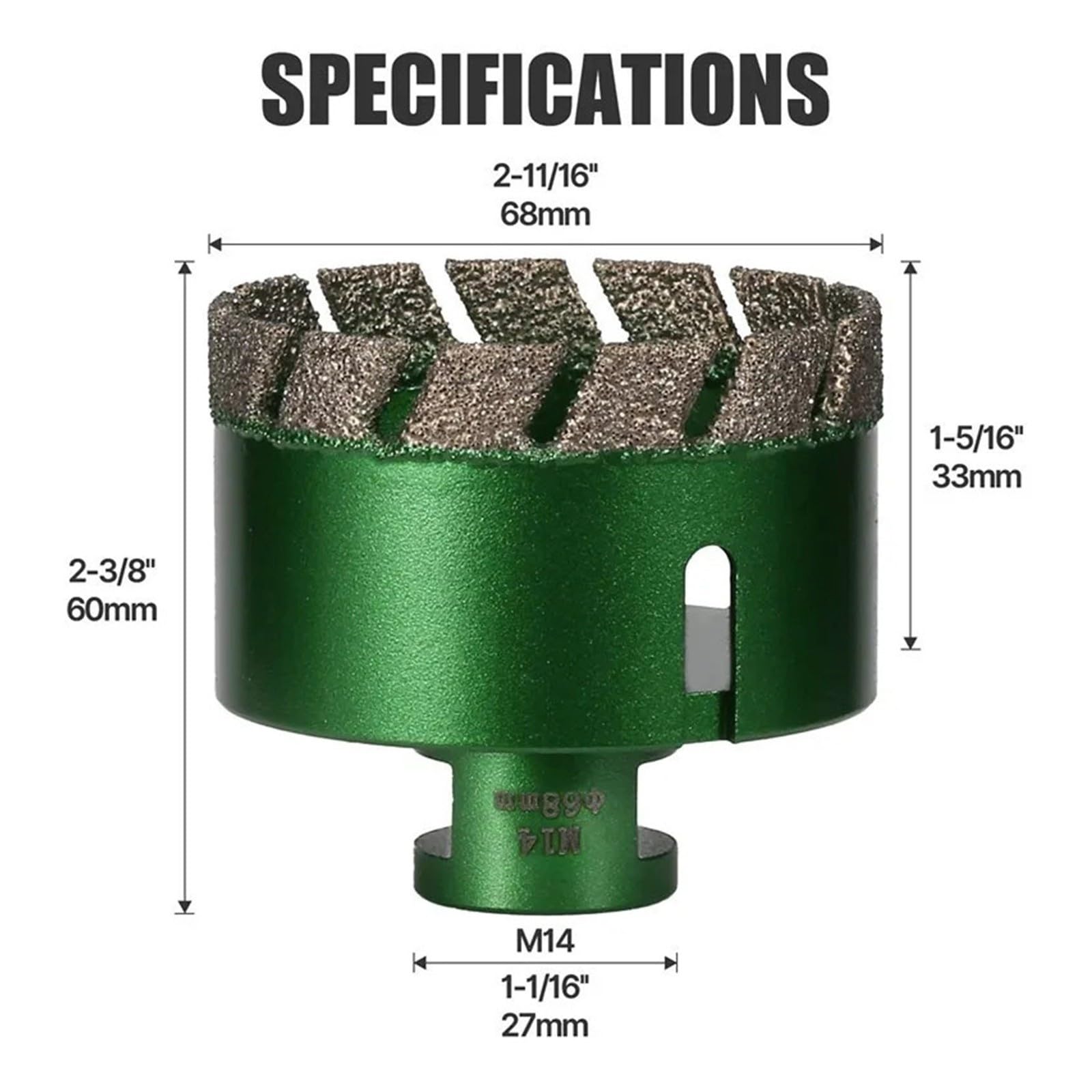 Broca de diamante Cortador de agujeros for azulejos secos M14 de 6-130mm