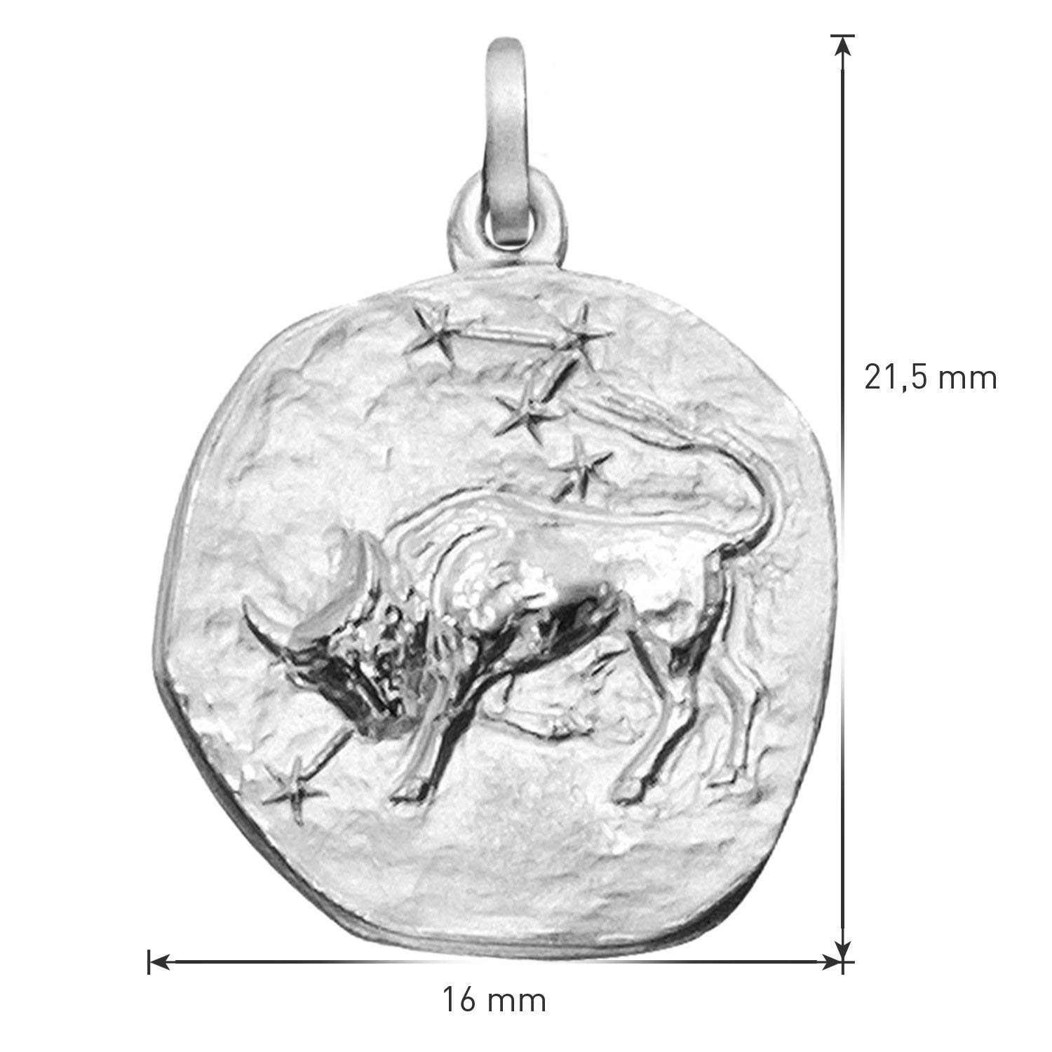 trendor Sternzeichen Stier mit Halskette 925 Silber Ø 16 mm 08441-05 | Tierkreiszeichen Anhänger Sterlingsilber für Damen, Herren oder Kinder,