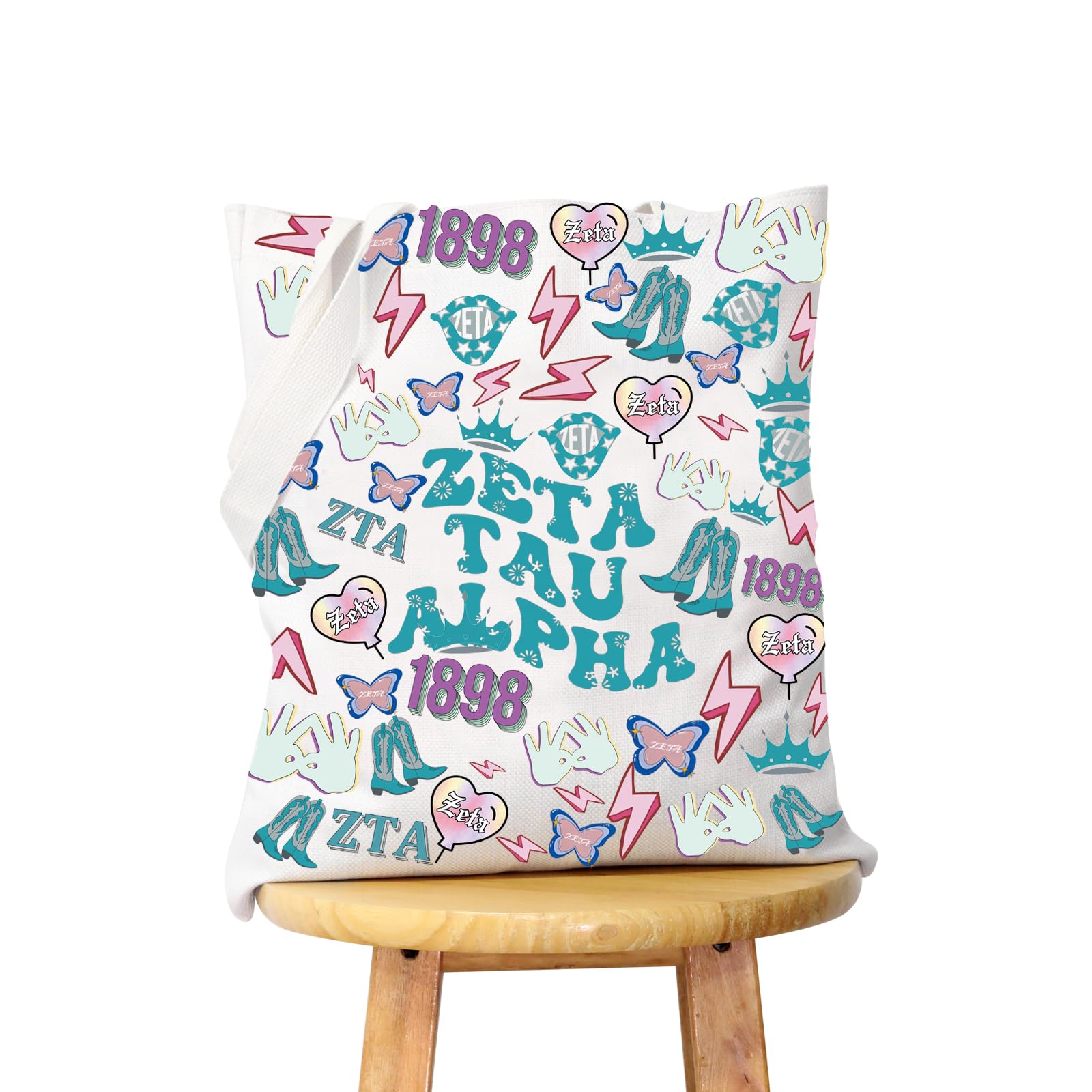 WCGXKO Greek Sorority Gift Big Little Sorority Gifts Zeta Tau Alpha Finer Women Zipper Makeup Bag (ZETA TAU ALPHA tote)