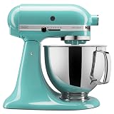 KitchenAid Artisan, 5-Qt Tilt Head Stand Mixer, KSM150PS, Aqua Sky | Includes Pouring Shield for Mess-Free Mixing, 10 Speed Settings, Easily add Ingredients with the Tilt-Head Design