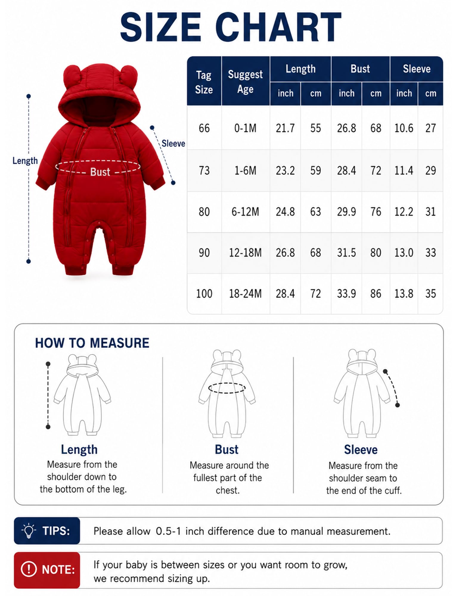 SEAUR Baby Strampler Warmer Outdoor Reißverschluss Winter Jumpsuit Overall Baby Schneeanzug Winddicht Einfarbig 0-24 Monate