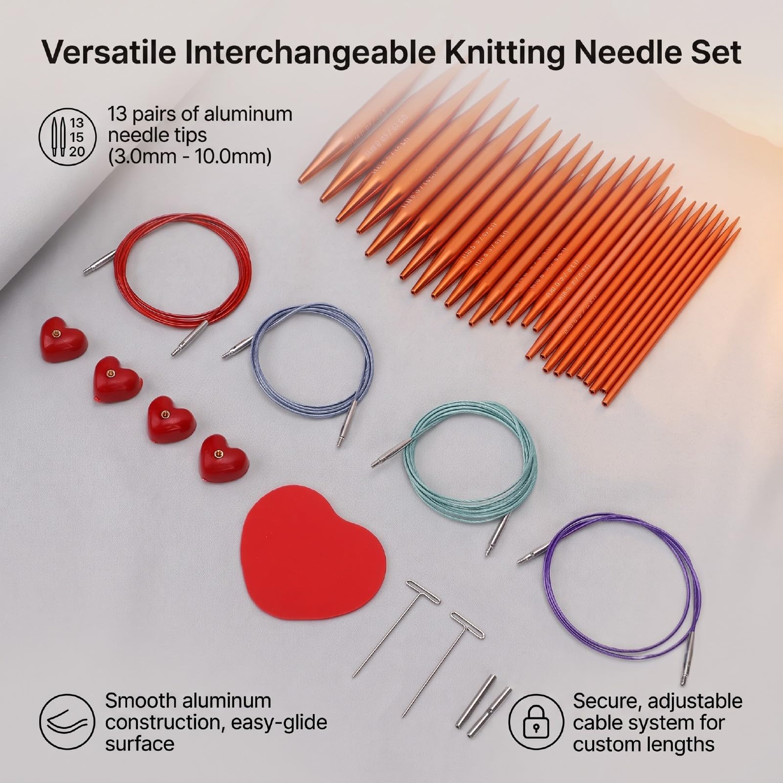 Luocute Set di Ferri Circolari in Alluminio, da 3,0 a 10,0 Mm