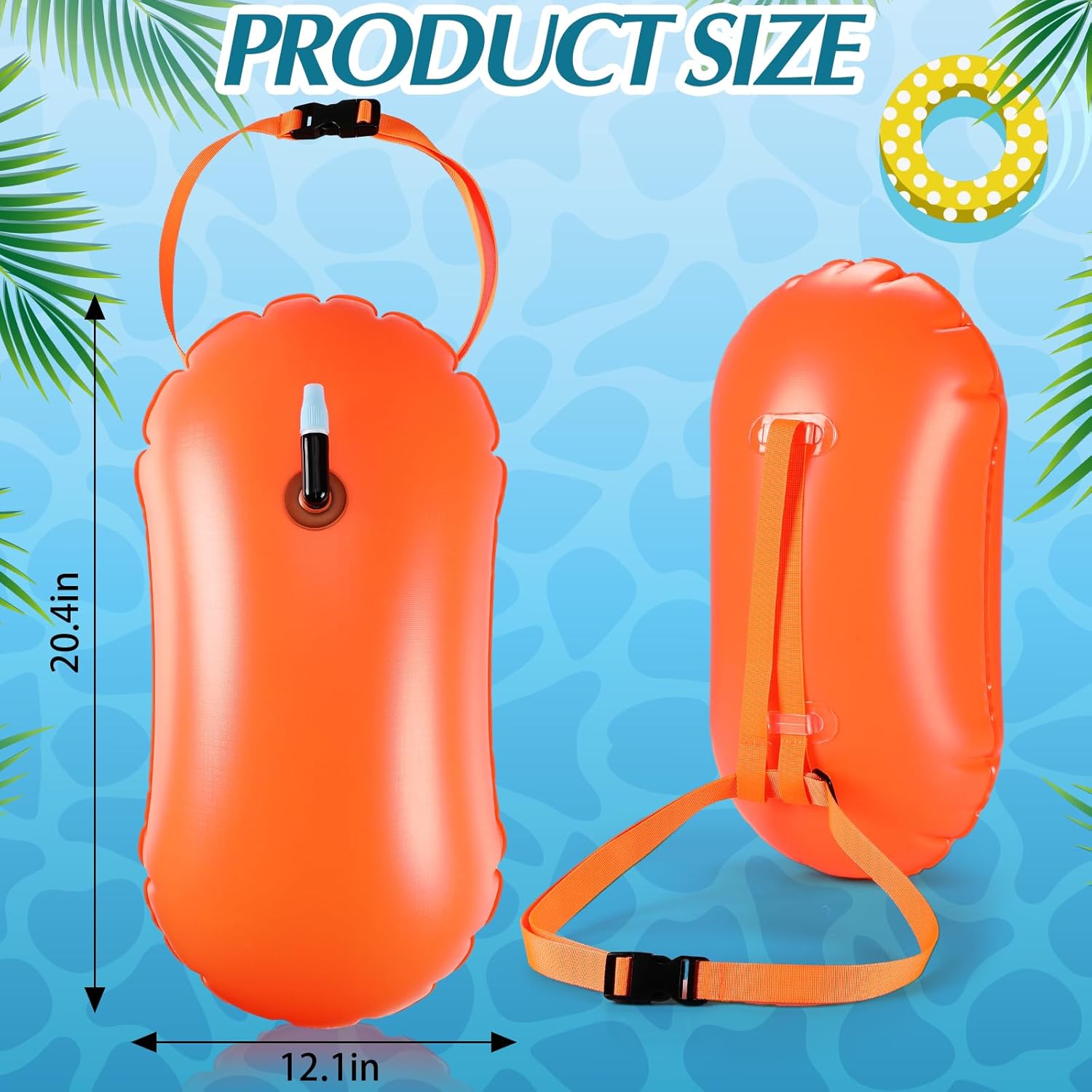 Seenelling 2 Pcs Swim Buoy Float for Open Water High-Visibility Swimming Safety Float with Adjustable Waist Belt Waterproof Dry Bag for Swim Train Kayakers