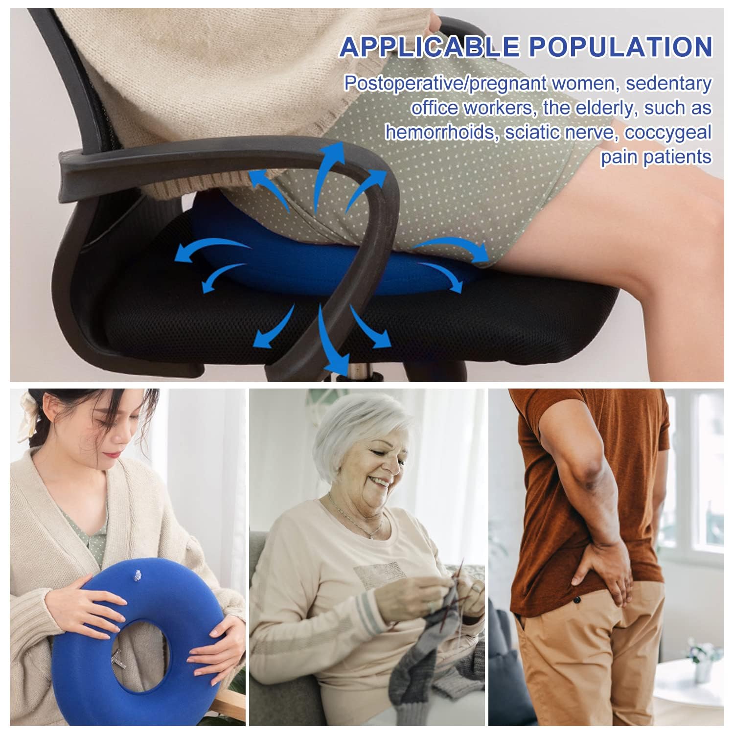 Coussin Donut Gonflable, ANGGREK Rectangle Épaissi Caoutchouc Gonflable