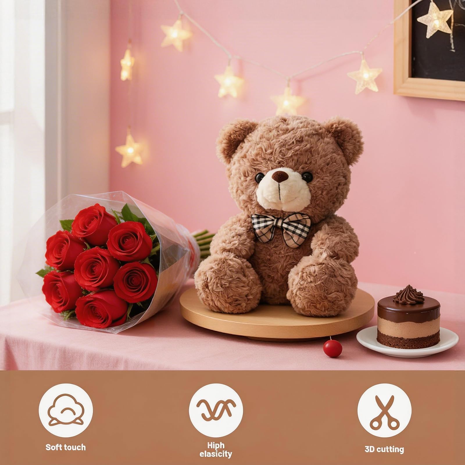 QyueQyat Teddy Bear, Brown Teddy Bear for Valentines Approximately 20 to 25 cm Length - Image 4
