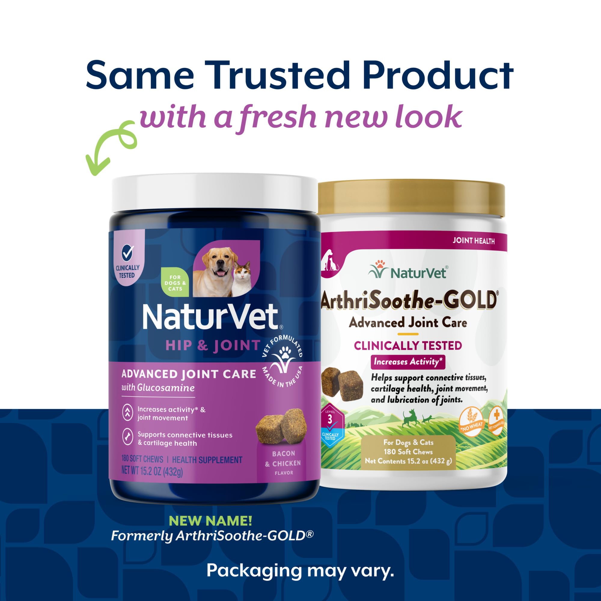 NaturVet Testowany klinicznie ArthriSoothe-GOLD Level 3 zaawansowana pielęgnacja stawów dla psów i kotów, miękkie żucie 180 karatów, wyprodukowano w USA