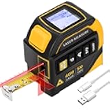 4 in 1 Laser Tape Measure with Level and Crosshairs, 16FT AutoLock Measuring Tape and 130FT Laser Measurement Tool with Large LCD Display, Area, Volume, Pythagorean, Cosine