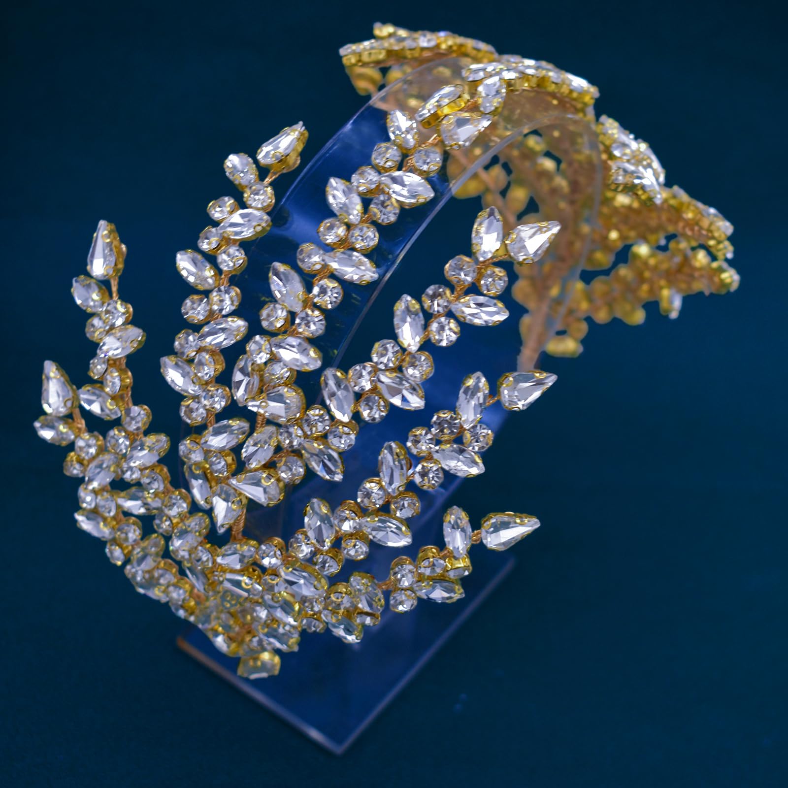 Cerchietto per capelli da sposa, accessorio per capelli da sposa fatto a mano (oro)