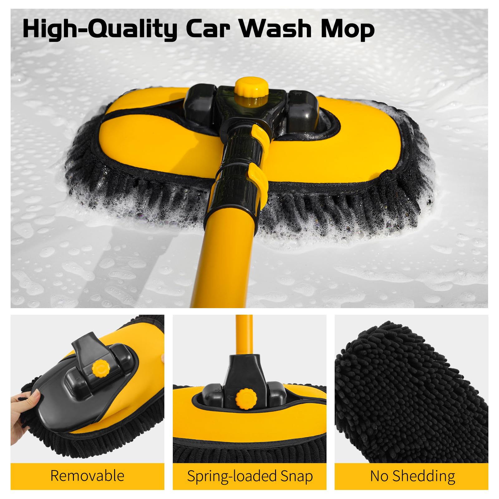 Ordenado Spazzola per lavaggio auto curva a 15° con manico lungo, spazzola per la pulizia dell'auto da 109,2 cm con asta di prolunga, in microfibra per lavaggio camper, camper, camper, barca, in