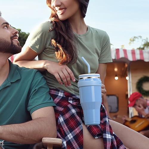 Miniatura 6 de Sursip Vaso de 40 onzas, con aislamiento de acero inoxidable con asa no extraíble, mantiene las bebidas frías hasta 24 horas, a prueba de sudor,