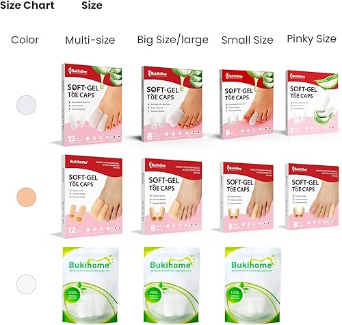 Miniatura 2 de Bukihome Gorras y protectores de gel para dedos grandes, paquete de 8 protectores de dedos de silicona con extracto de aloe vera, almohadillas para
