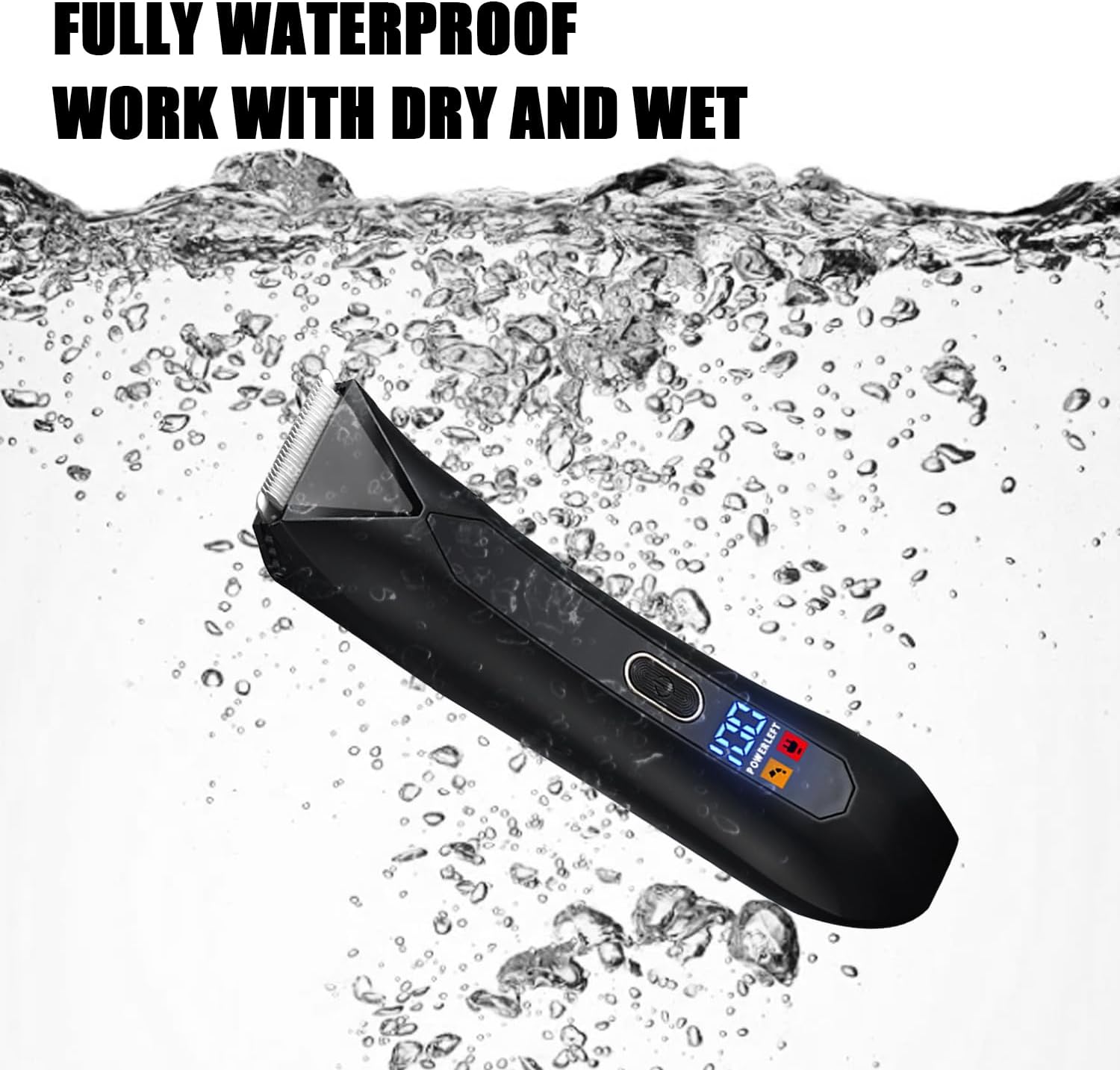 Men's Electric Body & Ball Hair Trimmer, 4-in-1 Ceramic Blade, Waterproof, Type C Charging, Black