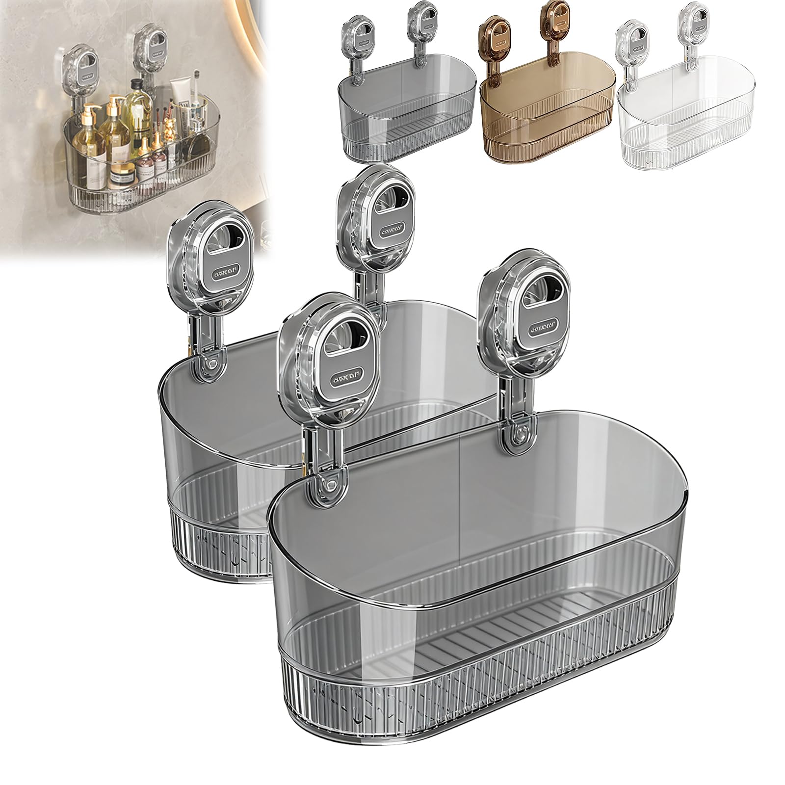 TYGHBN No Drill Bathroom Drain Rack No-Drill Bathroom Suction Storage Box Large Capacity Strong Load-Bearing Shower Accessories Suction