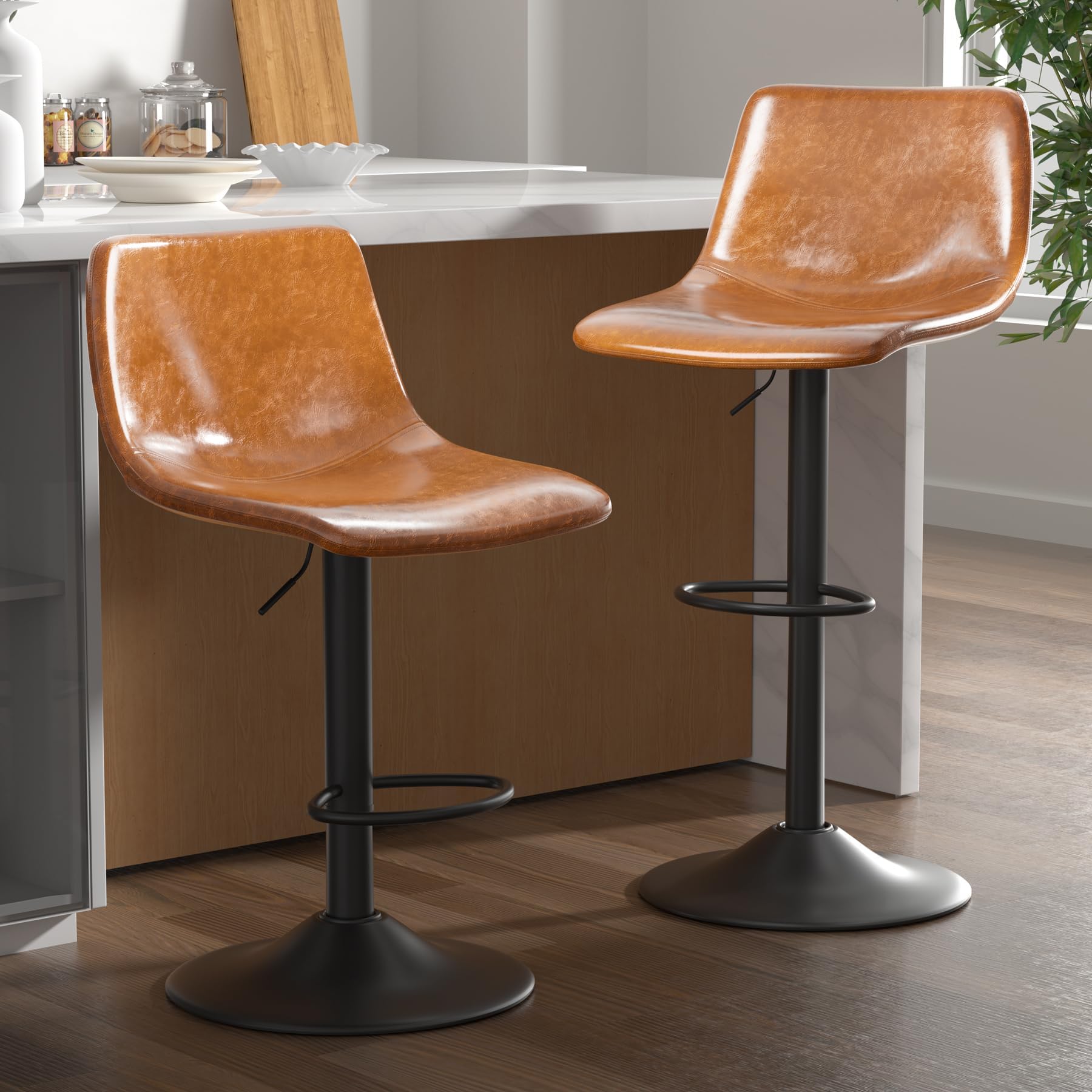 Waleaf Adjustable Swivel Bar Stools Set of 2,Counter Height