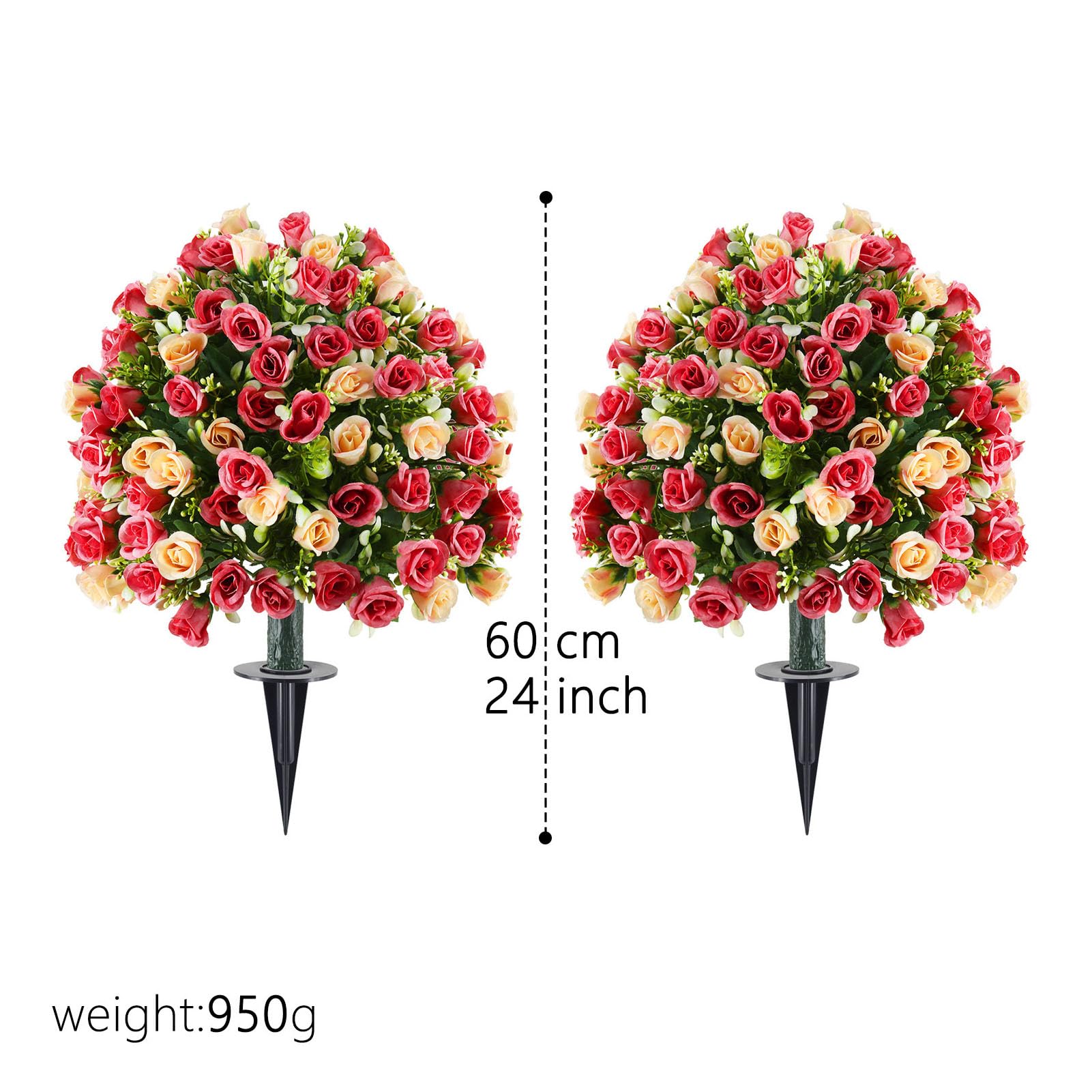 Generic Sztuczna Róża Topiary Zestaw Drzewek Kulistych 2 szt. Eleganckie Sztuczne Kwiaty do Ogrodu na Zewnątrz 23,6 Cala Plastik (Kamea Brązowa)