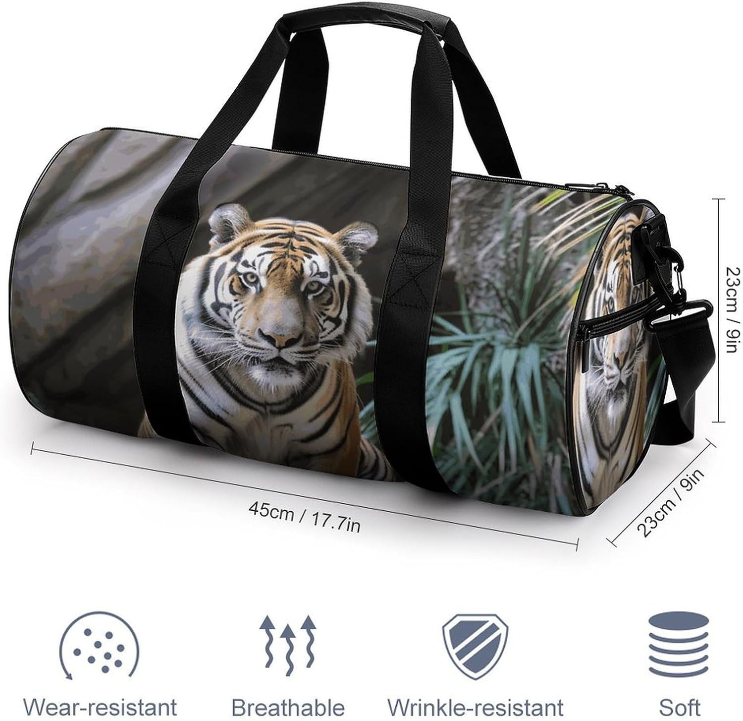 Tiger in The Zoo Gym Bag for Travel Sports Lightweight Mini Duffel Bags with Shoes Compartment for Training