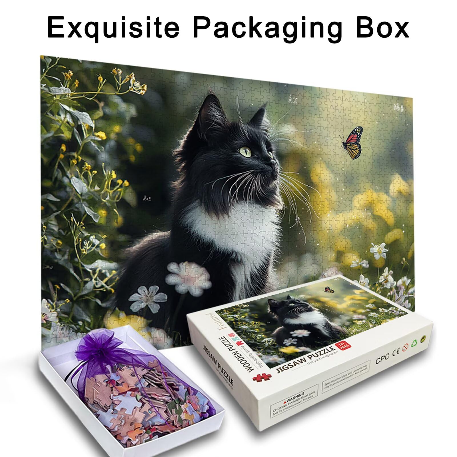 Puzzle 2000 Piezas, Puzzle Gato con Caja para Adultos, DIY Flores Rompecabezas Madera, Rompecabezas Desafiante para Toda la Familia, Puzzles para Decoracion Hogar, Regalo Mujer, Regalo Hombres, -4115