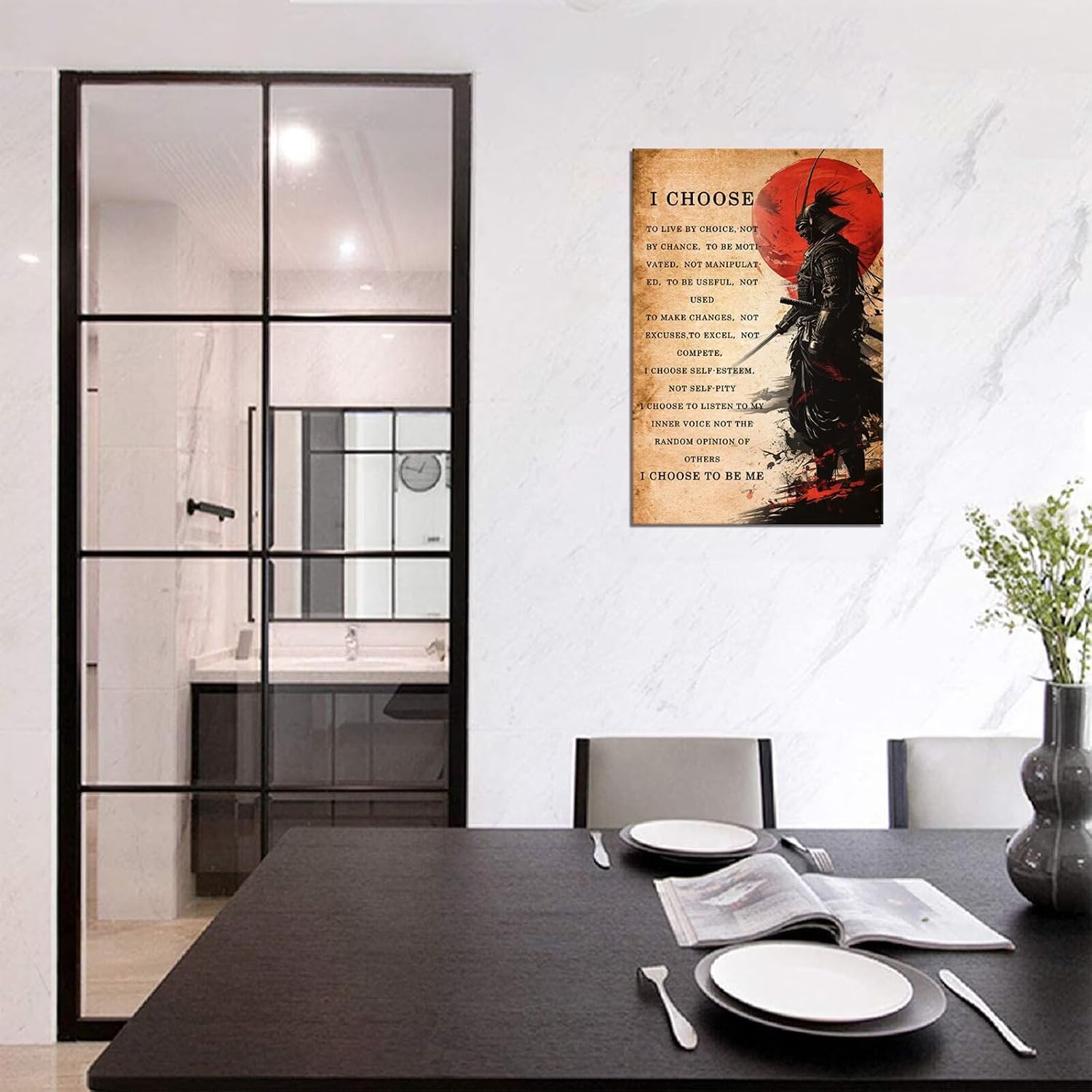 Japanese Samurai Wall Art Poster Motivational Quotes - I CHOOSE - Vintage Inspirational Pictures Canvas Prints Painting for Men Bedroom Living Room Office Japan Themed (12''W x 16''H) image 4