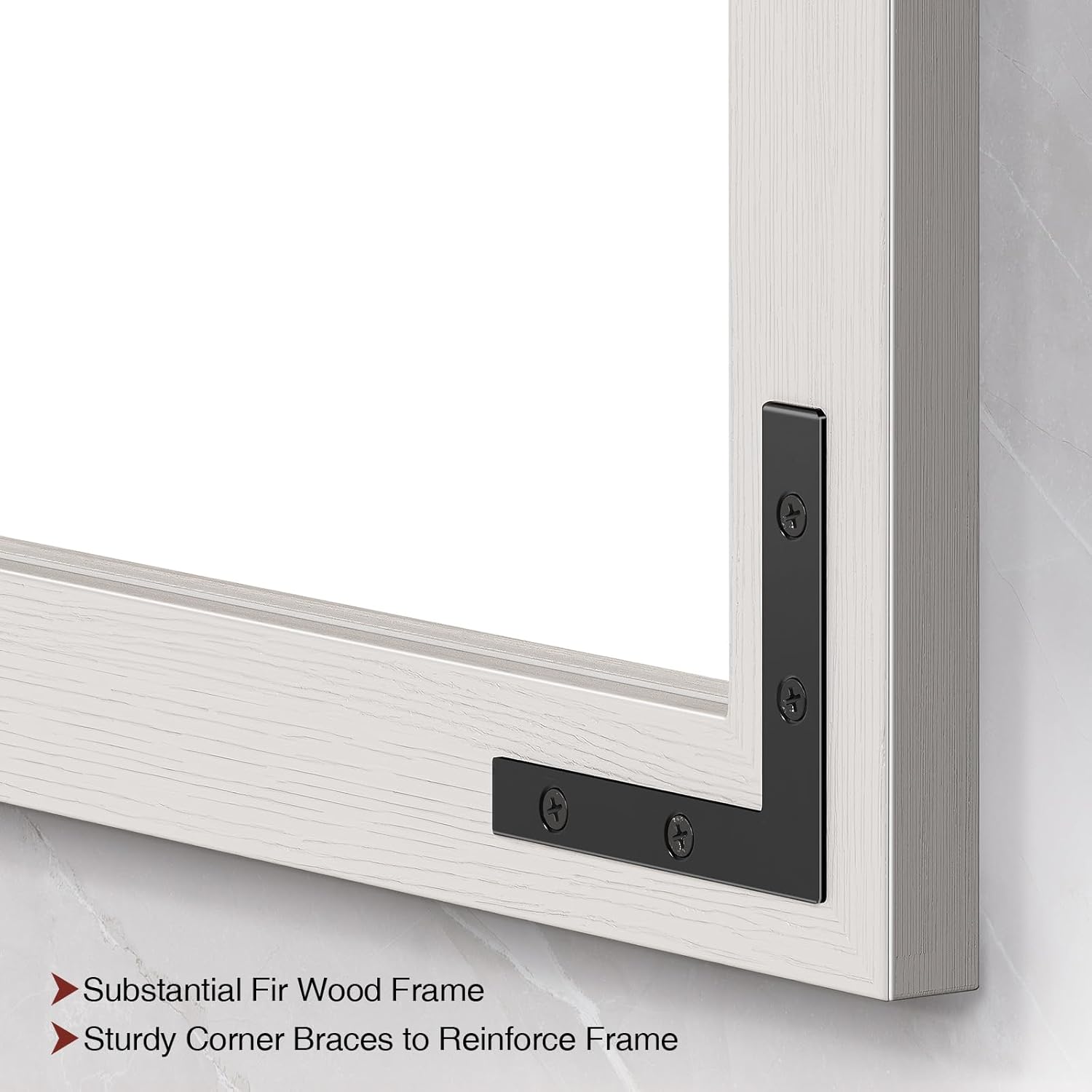 Farmhouse Mirror for Bathroom 40x30 Inch, White Wood Framed Rustic Mirror, Rectangle Wall Decorative Mirrors for Entryway, Living Room, Bedroom