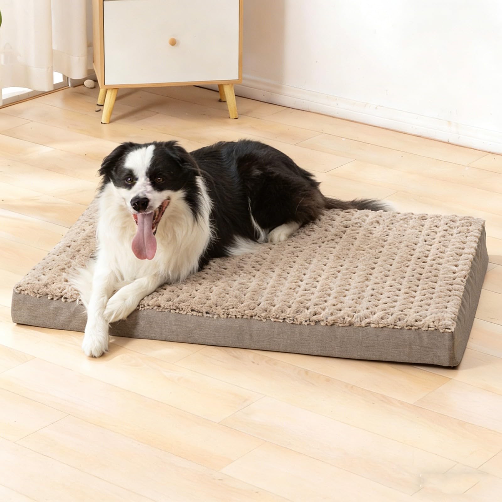 Generisch Hundebett Grosse Hunde Hundebett Flauschig Nachhaltiges Hundeplatz Hundekissen Waschbar Wasserdichtes Sofa FüR Katzen Und Hunde(Coffee,107x76x9cm)