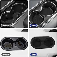 Vista 3 de frani Juego de portavasos (2 piezas) compatible con Tesla Model Y 2021-2026 y Juniper Refresh - Insertos de silicona premium para consola central