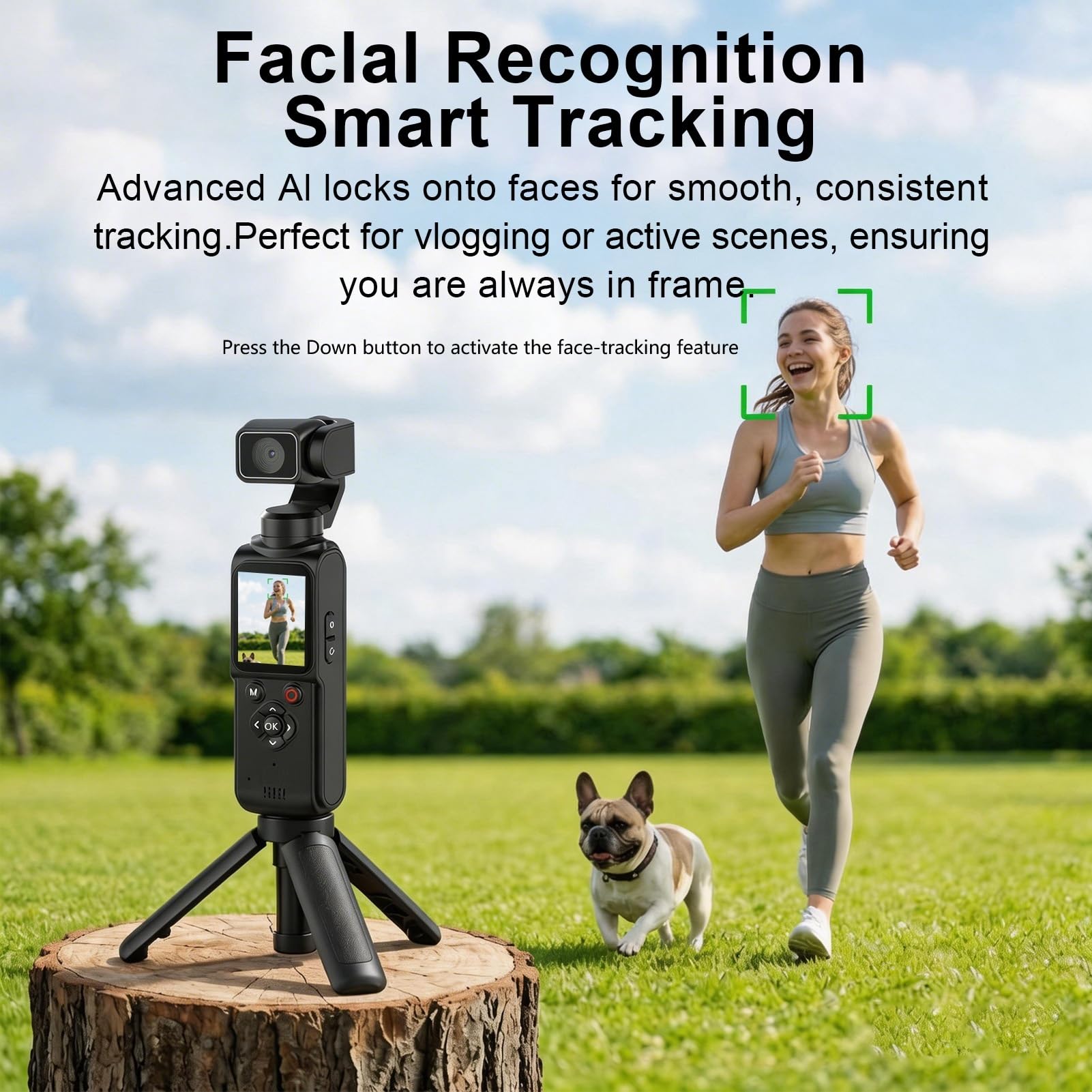 REEDTOCK Fotocamera portatile 4K con foto da 75 MP, fotocamera per vlogging con touchscreen da 1,75 pollici, batteria 2400 mAh per registrazione di 180 minuti, videocamera tascabile con viso a 330° e
