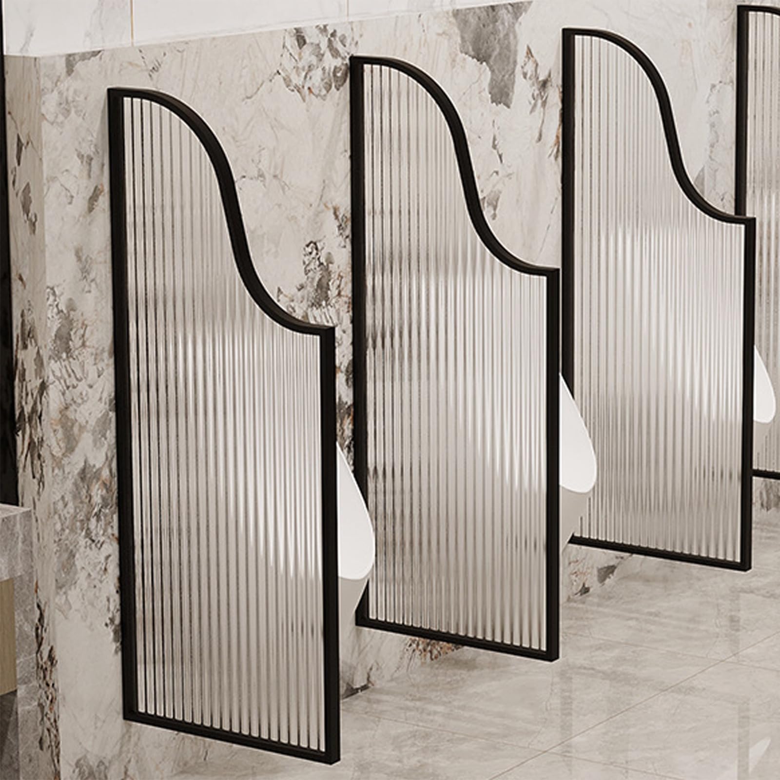 AYCDL Urinal Partition, Wall Mounted Urinal Baffle, Waterproof Urinal Partition for Men's Toilet, Translucent Glass, Anti-fingerprint,Black-1pcs