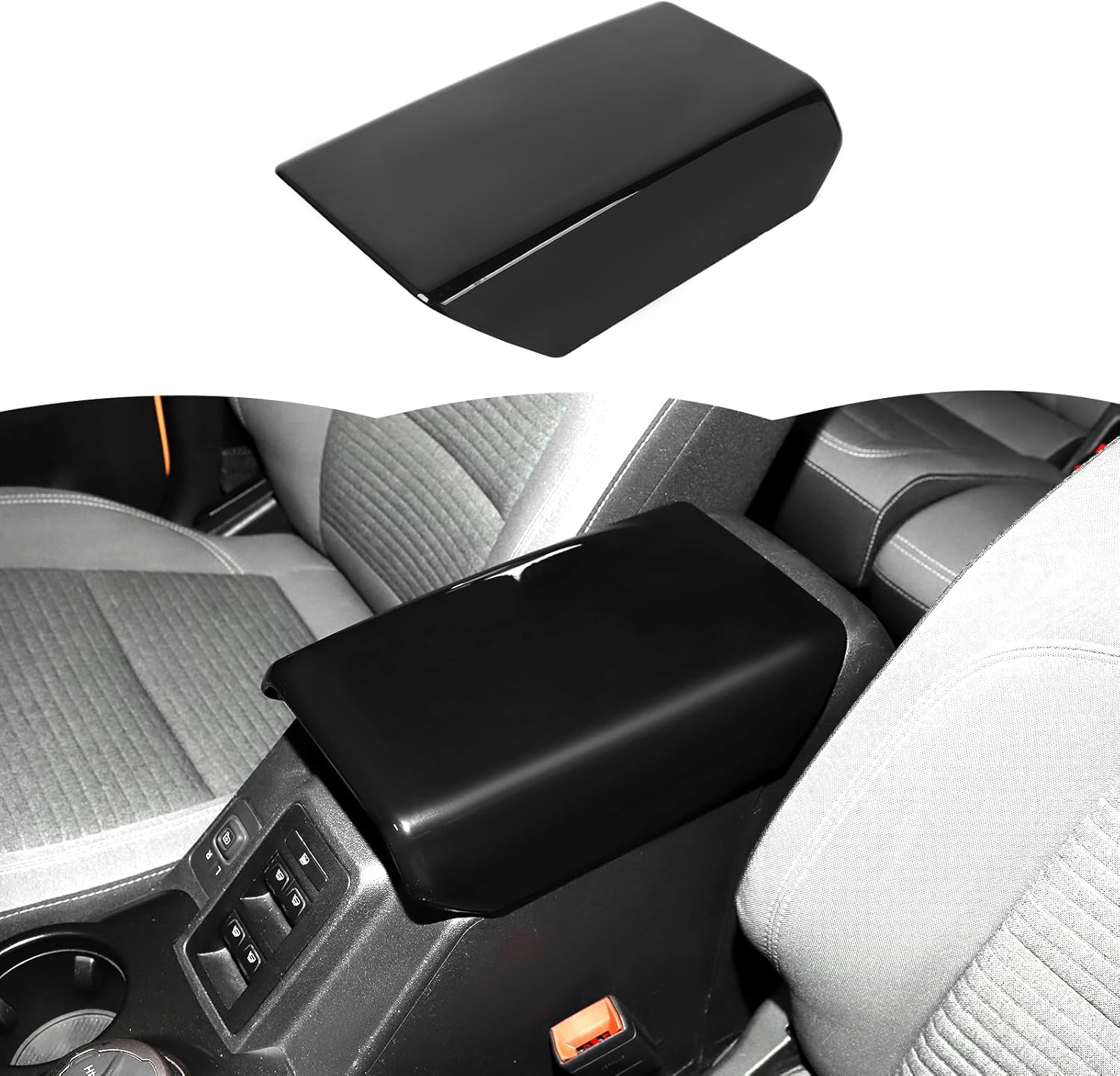 RT-TCZ Center Console Cover Armrest Box Trim Cover Decoration Interior Accessories for Ford Bronco 2021-2025 (Black Carbon Fiber)