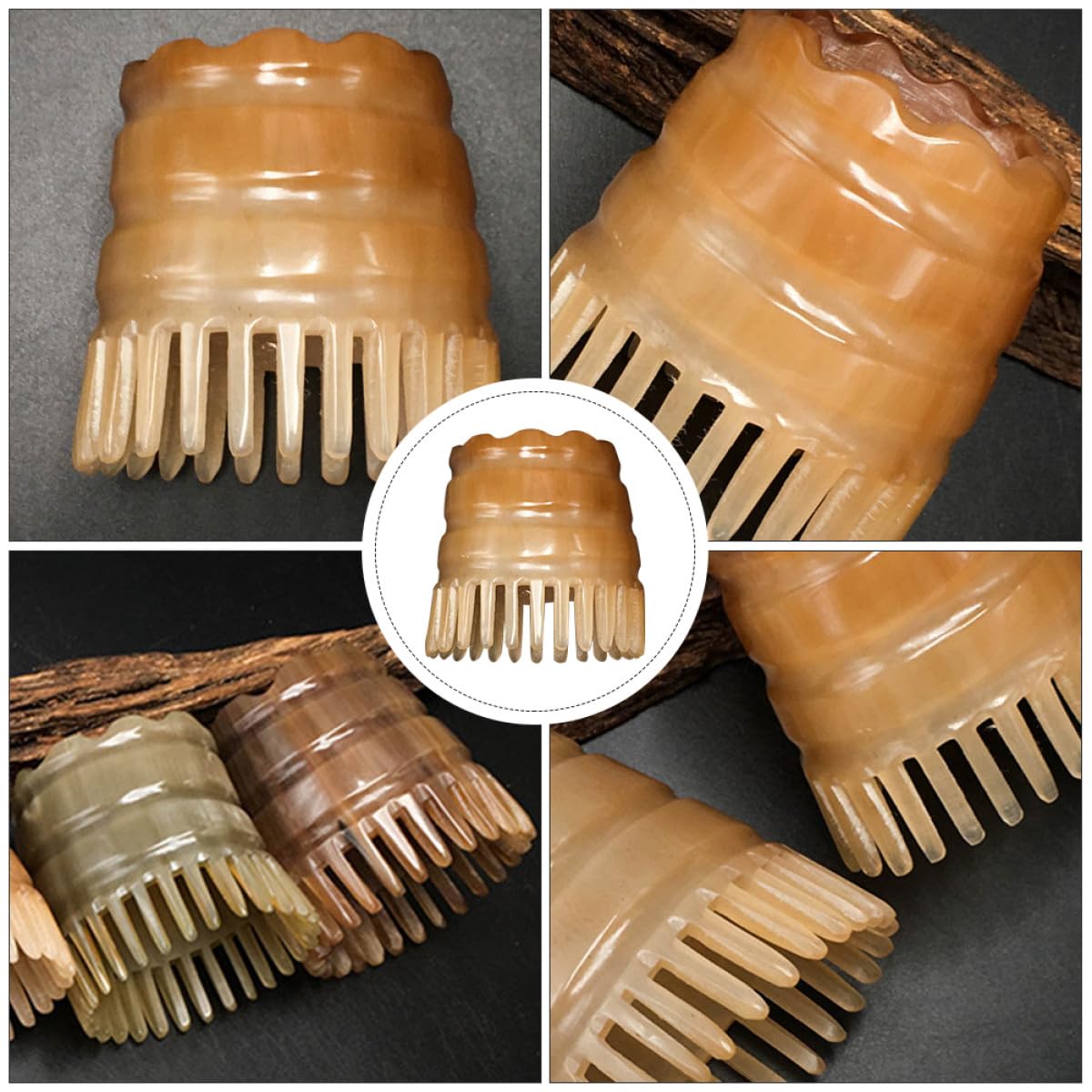 Cepillo Cabello de Cuerno Natural, Masajeador de Cuero Cabelludo | Peine de Masaje, Color Aleatorio, Plástico, Herramienta Manual para Peinar y Alisar