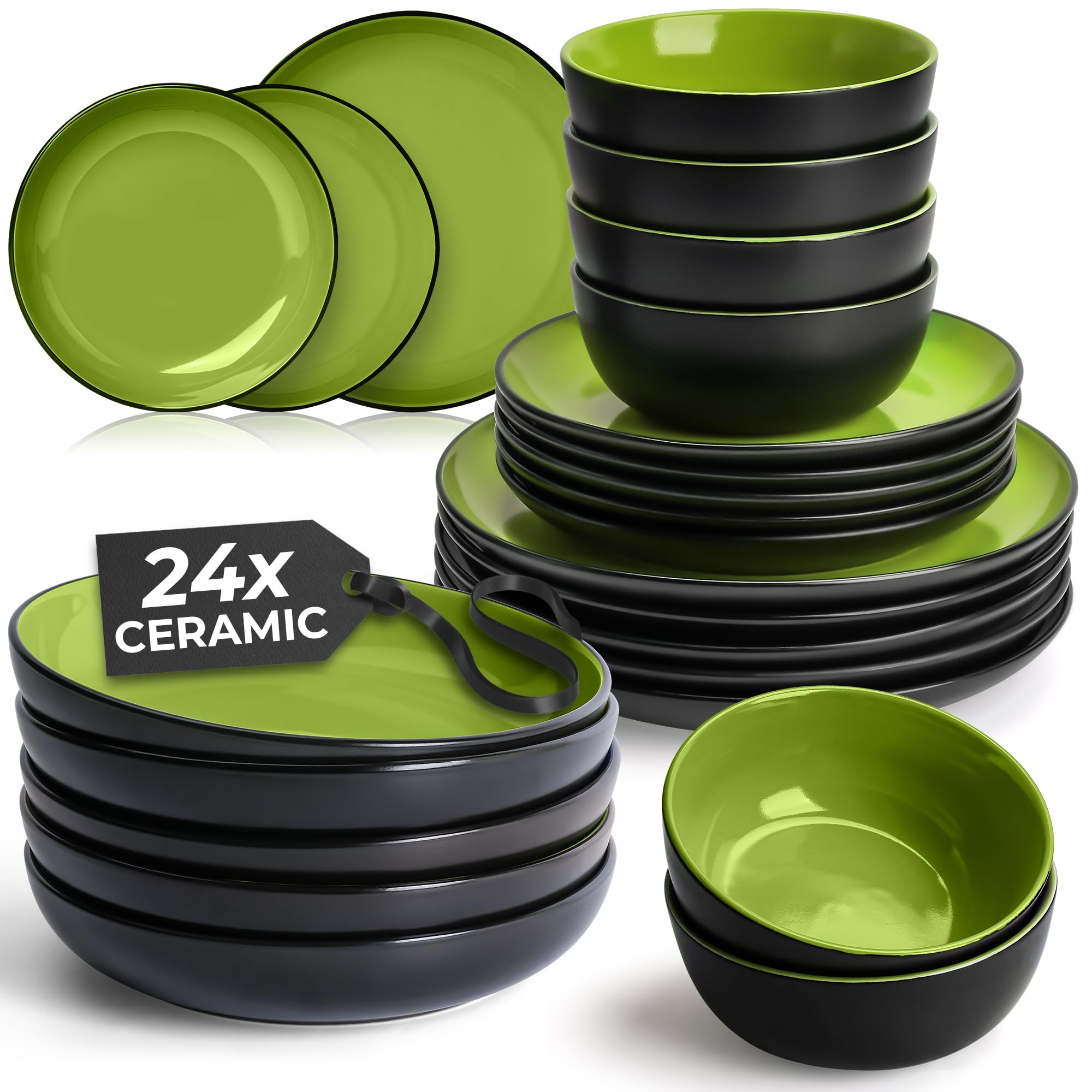 VAN WELL Combi-servies voor 6 personen, servies in verschillende kleuren, mokken, mueslikommen