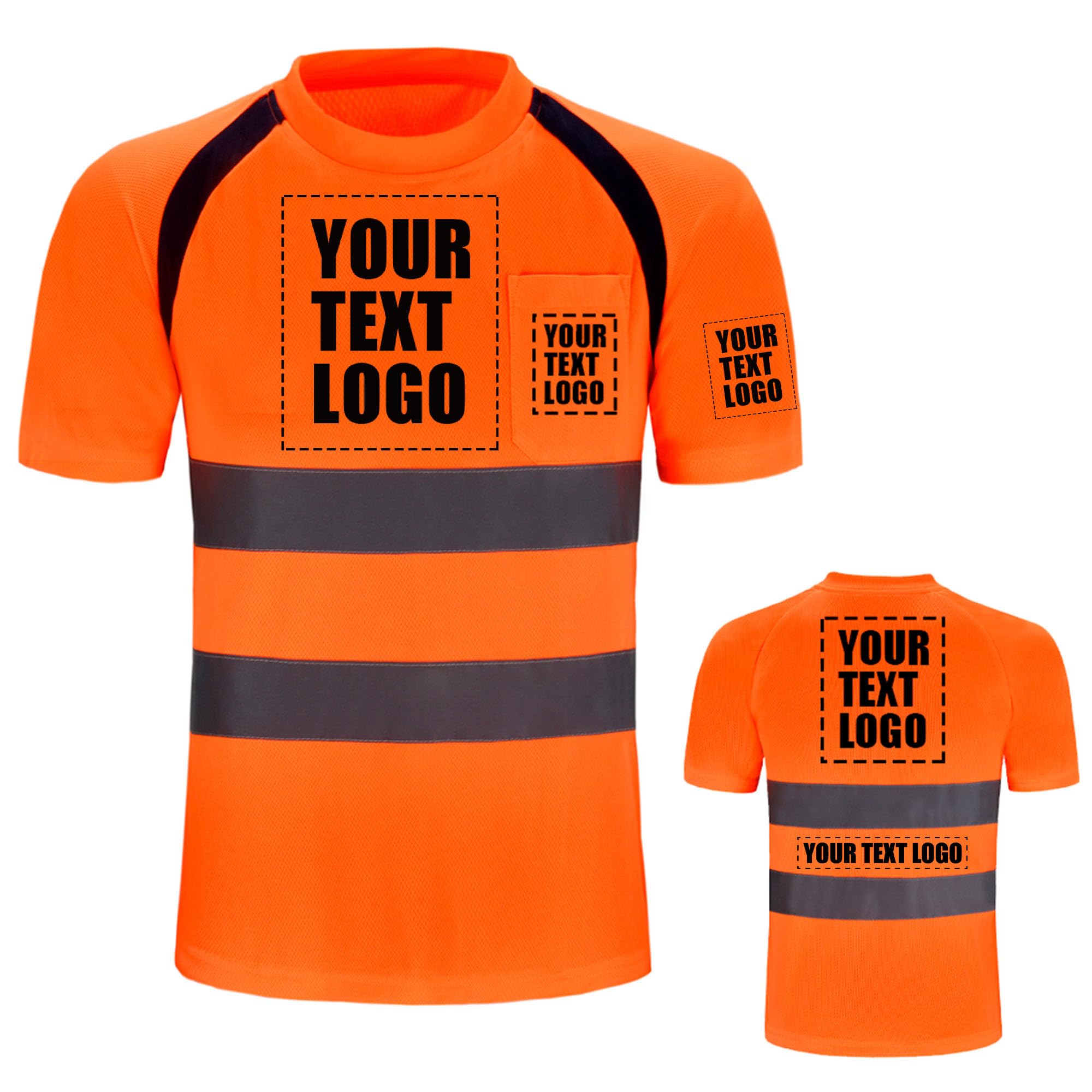 AYKRM Tshirt Haute visibilité imprimé personnalisé avec Logo Haute visibilité réfléchissant