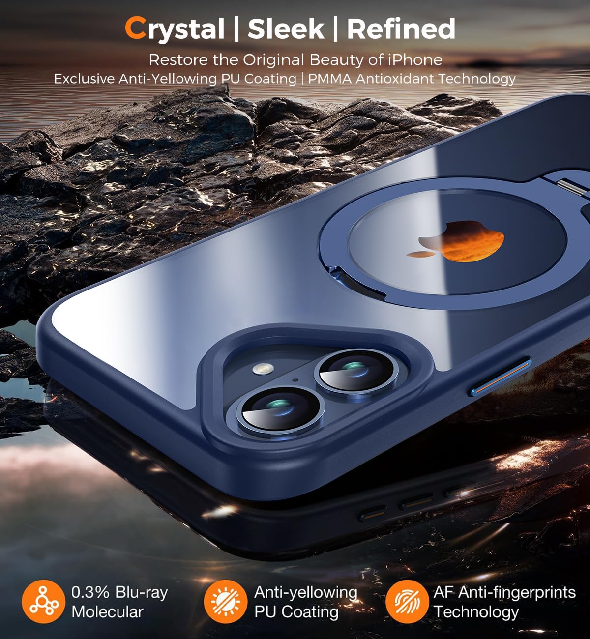 UNIOTEK 360° Rotazione Cover Magnetica Per IPhone 16 Pro Max 6.9[Supporto Invisibile Per MagSafe] [360° Girevole Anello Regolabile] [Antiurto