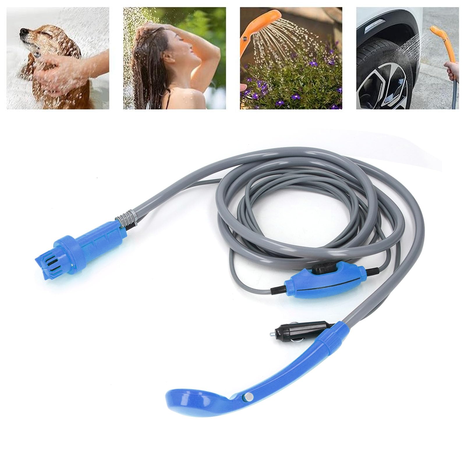 SIXRUN Tragbare Campingdusche, Einstellbarer Wasserfluss 2,5 L/Min mit Dichtungspumpe und Filtersystem für Outdoor-Duschen, Haustierreinigung, Autowäsche