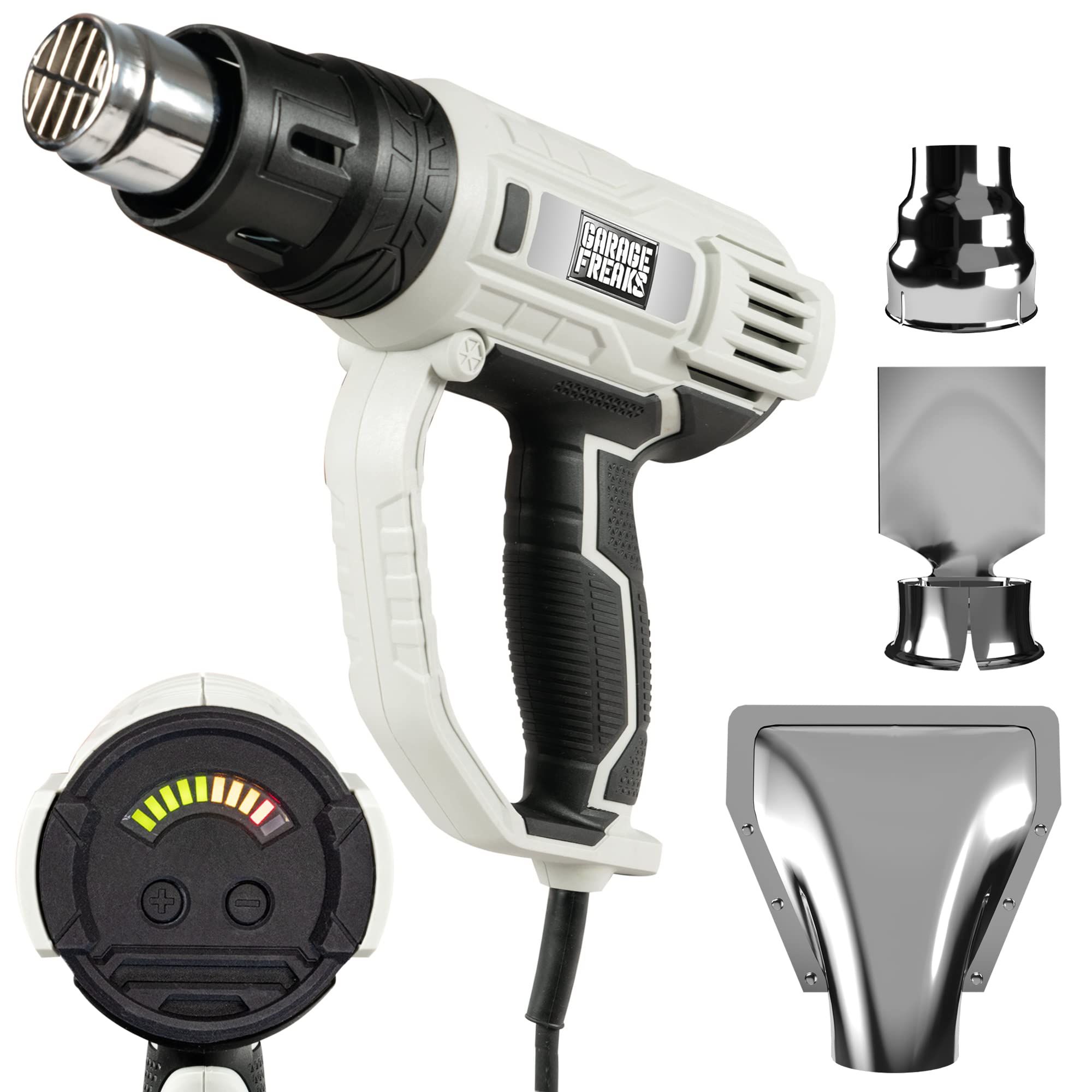 Pistola Ad Aria Calda Da 2000W Con Display LED E 3 Ugelli, Temperatura Regolabile 60-600°C, Cavo 5 M