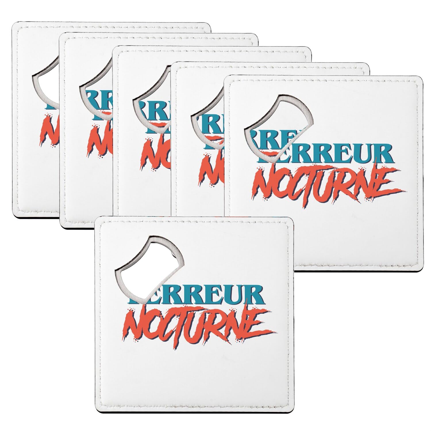 Sous-verre décapsuleur Halloween lot de 6 dessous de verre humour Terreur Nocturne 92 mm